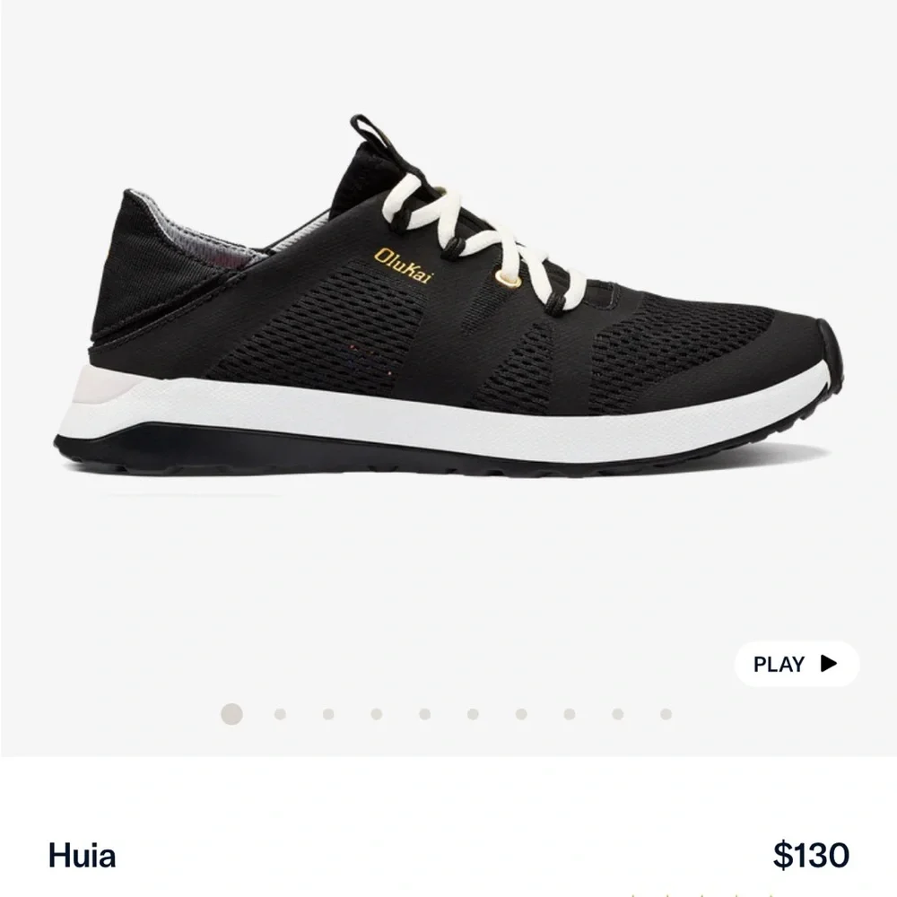 OluKai Black and White Athletic Shoes - Picture 1 of 6